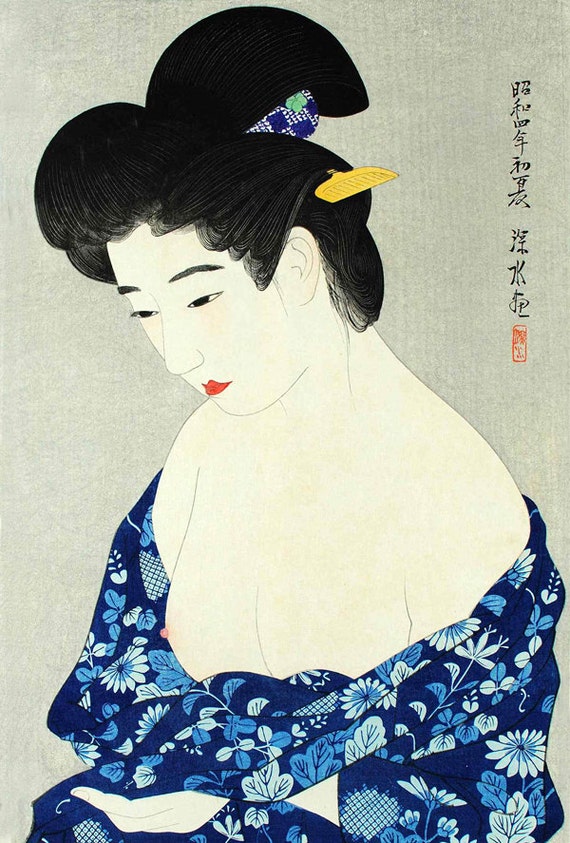 Fine Art Reproduction Combing Hair by Goyo Japanese Art Print
