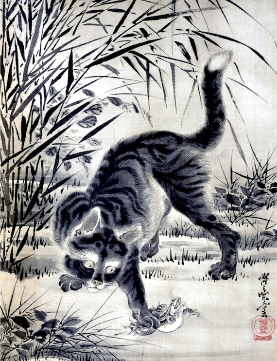 Chat Estampes Affiches Chats Japonais Affiche Dart Etsy Chat Estampes Affiches Chats Japonais Affiche Dart Etsy