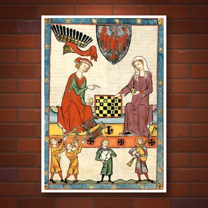 Antique European art, Illuminated manuscripts, Medieval art, Manesse codex, Chess play FINE ART PRINT, wall art, home decor, vintage posters image 2