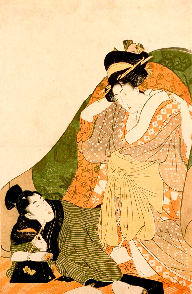 Japanese Art Japanese Geisha and Samurai Shunga Two Lovers | Etsy