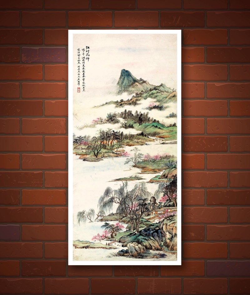 Chinese Art Prints Spring Nature Landscape Watercolor | Etsy