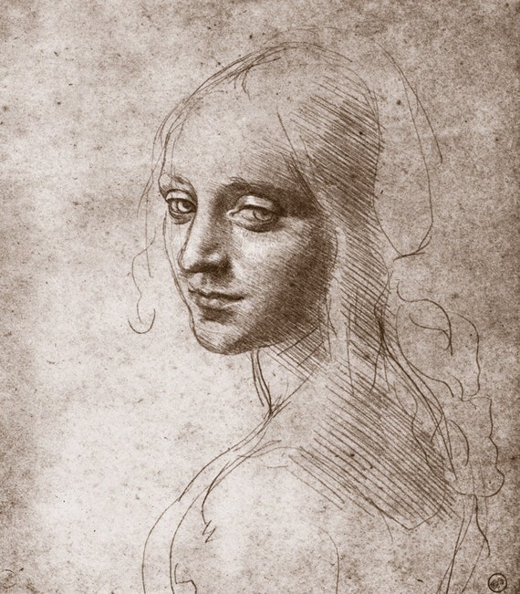Head Of A Girl Leonardo Da Vinci Fine Art Print Antique Art Etsy Head Of A Girl Leonardo Da Vinci Fine Art Print Antique Art Etsy