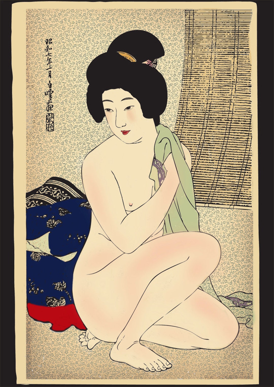 Art japonais, fille de geisha nue par Hirano Hakuho, estampes d'art  japonais érotiques vintage, affiches, peintures, reproductions de gravures  sur bois - Etsy France