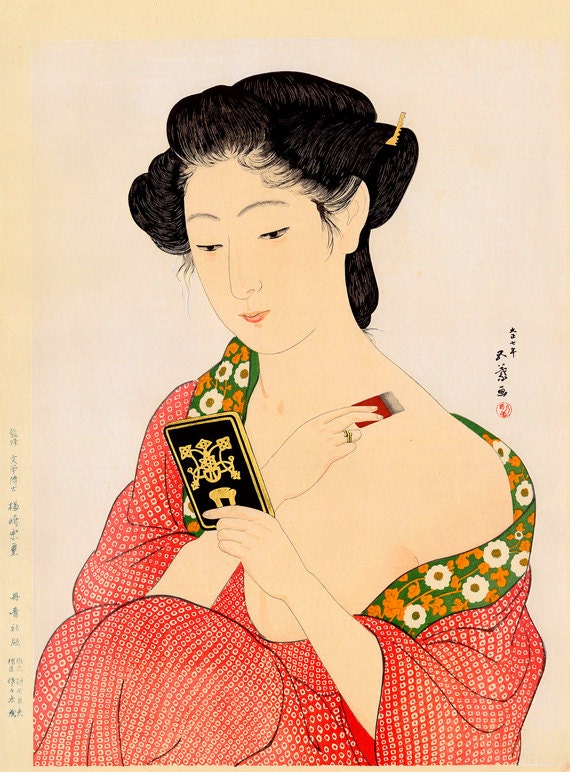 Japanese Art Prints Woman Applying Powder by Hashiguchi Goyo Etsy