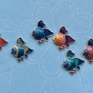 Gold-colored rimmed Tropical Fish Stud Earrings!