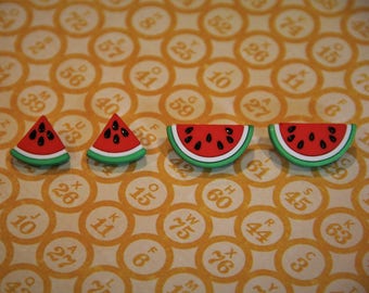 Half Slice and Quarter Slice Watermelon Stud Earrings!