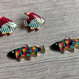 Multi-colored Fish Stud Earrings!!