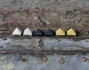 Metal Pyramid Stud Earrings: Black, Silver, or Gold!