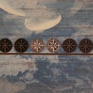 15mm Compass Stud Earrings: Silver, Dark Gold, or Bronze Color!