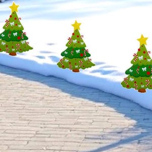 14 Piece Christmas Tree Yard Sign Cards, Indoor/Outdoor Party Lawn Decor, Snowman/Candy Cane Cutout, Holiday Decor, Christmas Present Banner
