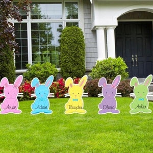 Happy Easter Yard Decor, Personalized Bunny Sign, Outdoor Holiday Lawn Art, Happy Spring Banner, Decoration Cards with Garden Stakes, Gift