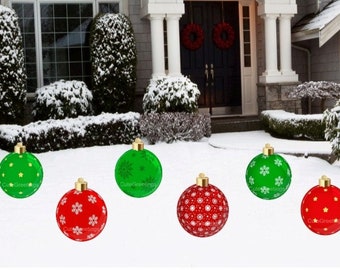 Christmas Yard Decoration Sets, Outdoor Ornament Cutout Signs, Colorful Winter Decor, Front Lawn Cards, Walkway Prop with Metal Stakes, Gift