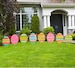 Easter Eggs Outdoor Yard Signs, 8 Piece Set, Holiday Lawn Celebration Art, Easter Ornament Garden Cards, Party Decorations with Metal Stakes 