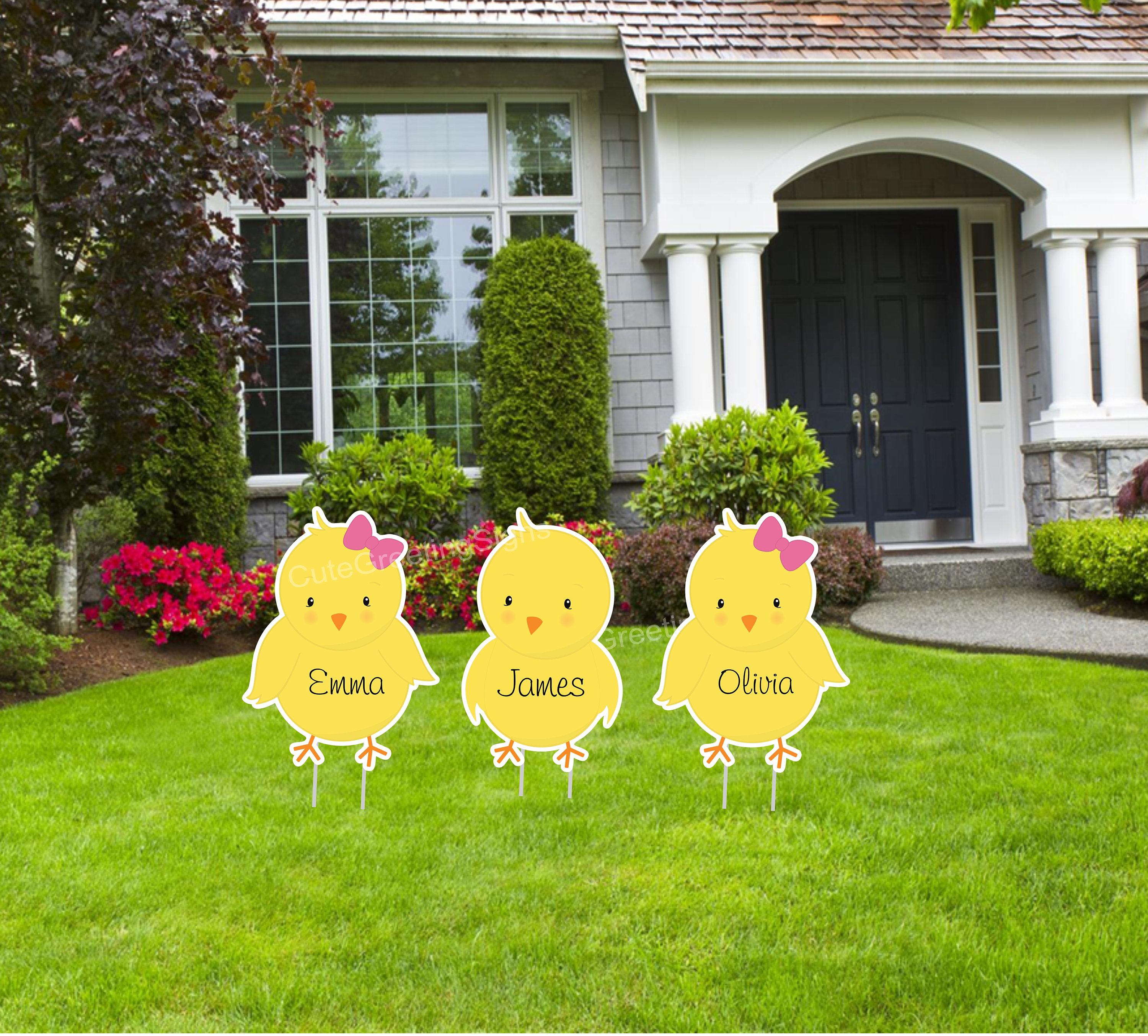 Easter Bunnies Outdoor Lawn Signs Personalized Name Yard Etsy