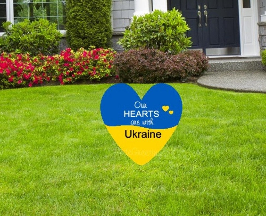 Our Hearts Are With Ukraine Yard Sign Stand With Ukraine Lawn Card