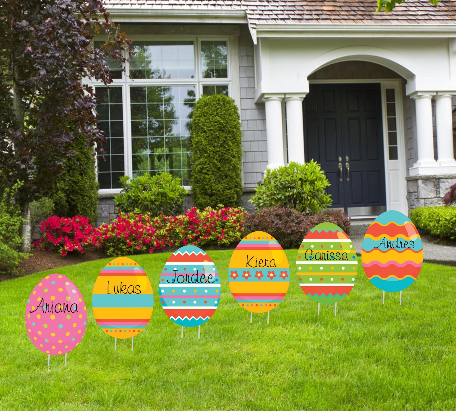 Easter Eggs Outdoor Yard Signs 8 Piece Set Holiday Lawn Etsy