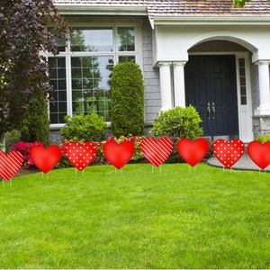 Valentines Day Hearts Yard Art Signs, Happy Holiday Lawn Celebration, Ornament Garden Card, Party Decorations with Metal Stakes, Custom Gift