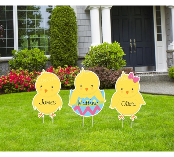 Happy Easter Outdoor Lawn Sign Set Personalized Name Baby Etsy