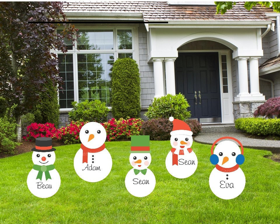 27 Christmas Yard Decorations for a Winter Wonderland Look 21 Personalized Snowman Lawn Signs: Merry Christmas Yard Ornaments,…