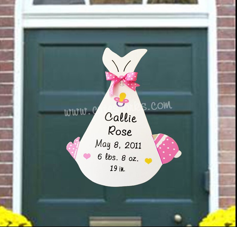 Its A Girl Sign Baby Hospital Door Hanger Welcome Stork Sign Etsy