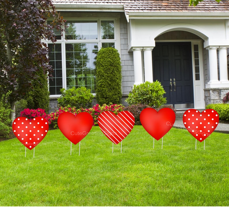 Valentines Day Hearts Yard Art Signs Happy Holiday Lawn Etsy