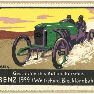 Antique Car Print - 1909 Benz - World Record - Brooklands