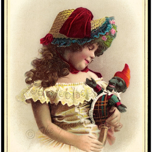 Large Fine Print Of Mr Punch - Tender Adoration - My Hand Puppet As My Beloved Friend And Playmate - Late Victorian