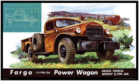 Vintage Truck Print Fargo Power Wagon Post War Dodge Power | Etsy