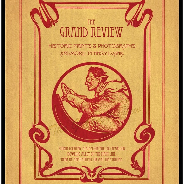 Antique Car Print - The Grand Review Early Racing Poster - VERY Early Auto Racing