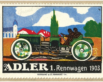 Antique Car Print - Adler Rennwagen 1903