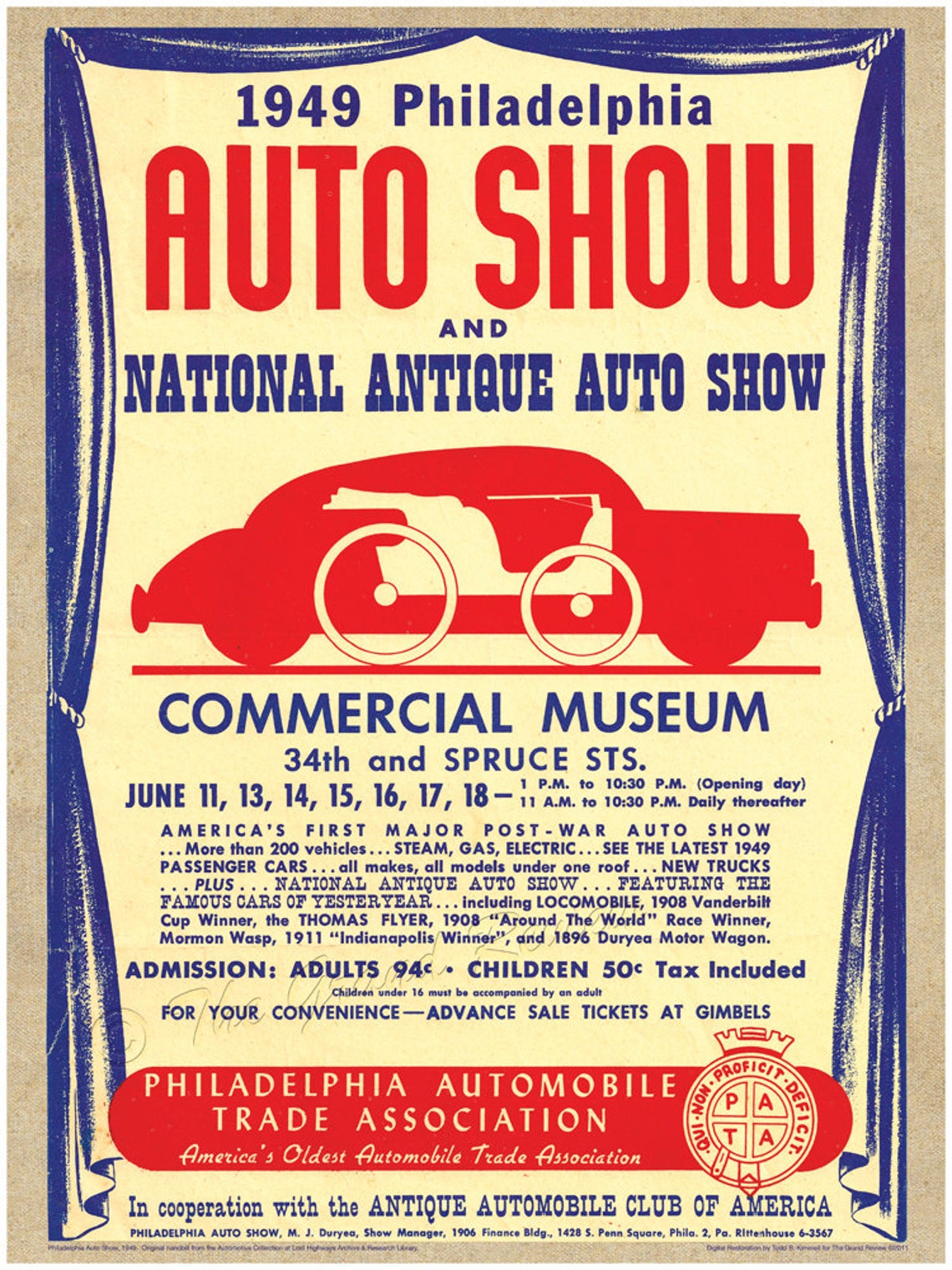 Vintage Philadelphia Print AACA Antique Automobile Club of - Etsy
