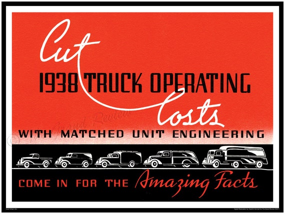 Antique Truck Print Truck Models 1938 Deco Trucking | Etsy