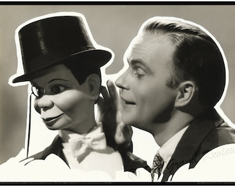 Edgar Bergen and Charlie McCarthy - An Intimate Moment between Old Friends - Large Format Print From A Studio Orginal - Ventriloquist Dummy