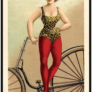 Vintage Bike - Antique Bicycle Print - Trick Riders premium card series, early 1890s