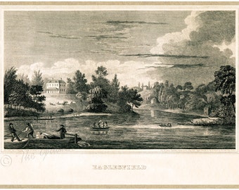 Antique Philadelphia Print - Eaglesfield on the Schuylkill River - Federal Period Philadelphia