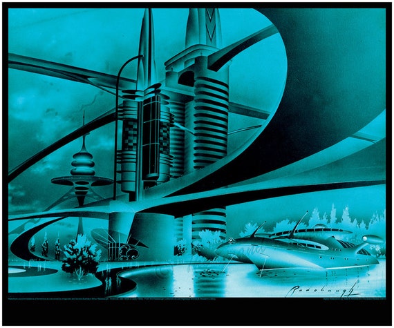 アート・デザイン・音楽 ARCHITECTURES CAPITALES 1979-1989 RADEBAUGH - Vintage Mid Century Futurism Print - Legendary