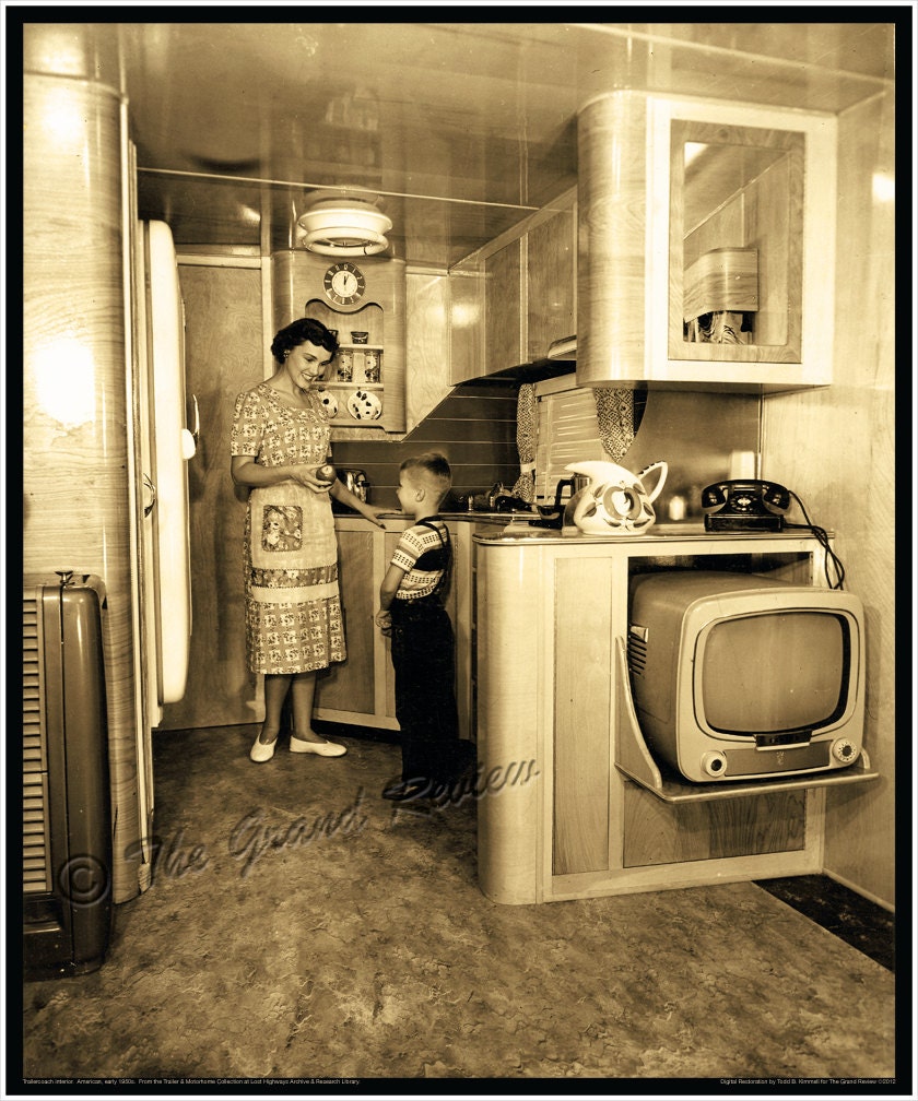 Vintage Trailer Print 1950s Schult Mobile Home Interior image
