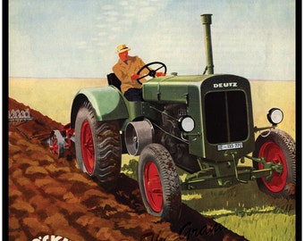 Antique Tractor Print Klockner Deutz Diesel Schlepper 50PS German Farming 