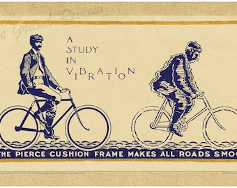 Antique Bicycle - Vintage Bike Print - Pierce Cushion Frame - Shaft Drive - Tweed Ride - Tweed Run