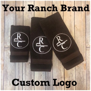 Your Cattle Ranch Brand Embroidered Towels 4 sizes and 10 towel colors, ORdeR MuST IncluDE A SEP UP FEE, towels with embroidery, monogrammed