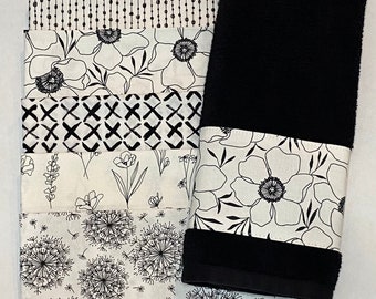 Black and White Bathroom Towel 4 sizes to choose from made for you by August Ave Towels, pick size and fabric, sold individually, bath hand