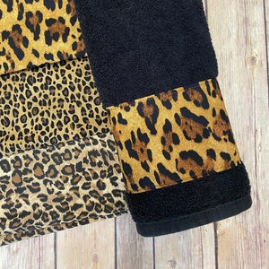 Leopard Bathroom Towels in 4 sizes to choose from made for you by August Ave Towels, you pick the size and fabric, sold individually, bath image 1
