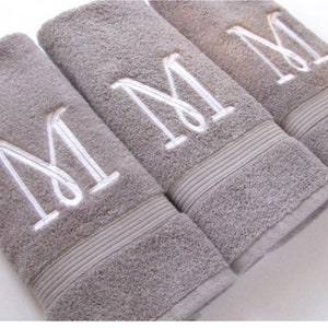Monogrammed Bath and Hand Towels 4 sizes 10 colors, sold individually,  towels with embroidery by August Ave Towels monogram towels bathroom