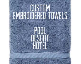 Resort Pool Hotel Towels, resort towels, hotel towels, pool towels, custom towels, bath towels, logo bathroom towels. boutique hotel