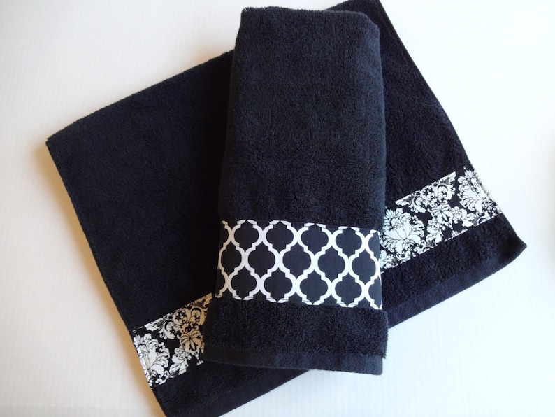Black and White Bath Towels Custom Fabric 4 Towel Sizes 10 Etsy