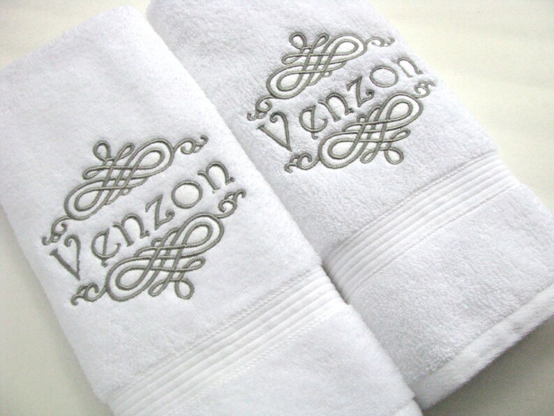 Personalized Embroidered White Bathroom Towels Custom Wedding Etsy
