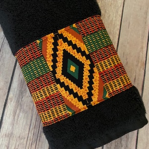 Kente Bathroom Towels in 4 sizes to choose from made for you by August Ave Towels, you pick the size sold individually, Ghana African Print image 5