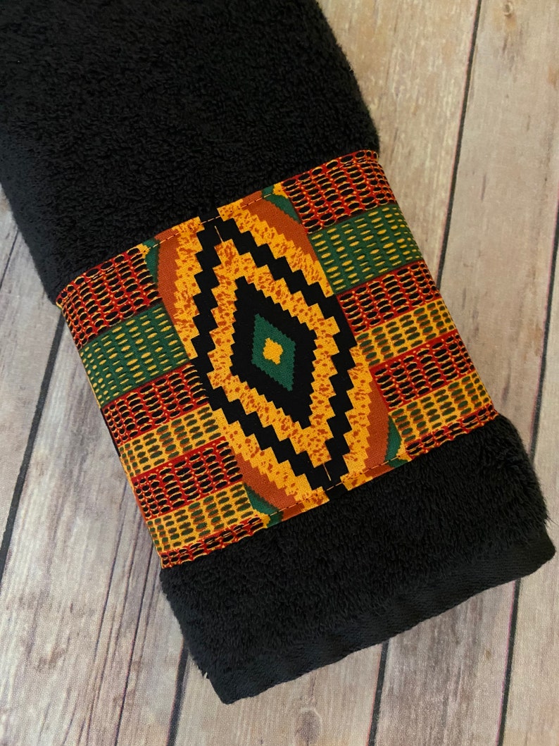 Kente Bathroom Towels in 4 sizes to choose from made for you by August Ave Towels, you pick the size sold individually, Ghana African Print image 5