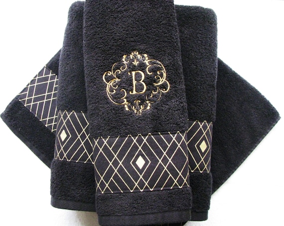 black and gold decorative towels