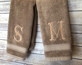 monogram towel bathroom, hand towels for bathroom. towel with embroidery, towels personalized custom, sold individually, made by August Ave